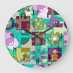 Reloj Redondo Grande Fresa sin inconvenientes Nochebuena Snowflake colo