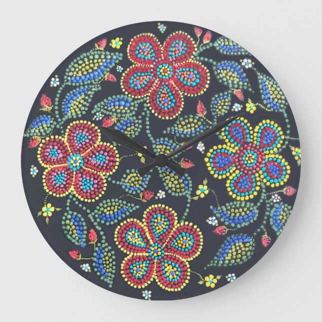 Reloj Redondo Grande Fresas y Rosas Métis Floral (Anverso)