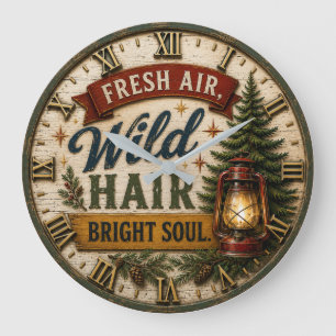 Reloj Redondo Grande Fresh Air Wild Hair Outdoor Adventure Gift