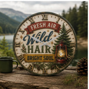 Reloj Redondo Grande Fresh Air Wild Hair Outdoor Adventure Gift