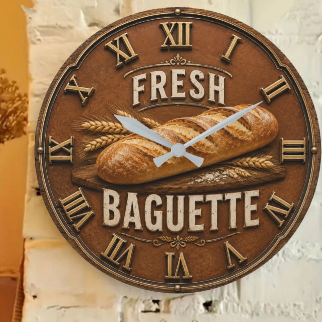 Reloj Redondo Grande Fresh Baguette Rustic French Bakery Kitchen Decor (Subido por el creador)
