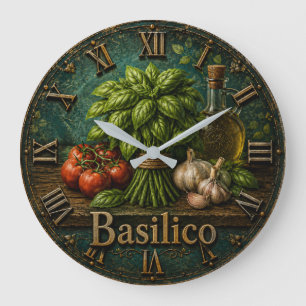 Reloj Redondo Grande Fresh Basilico Italian Herb Farmhouse Kitchen