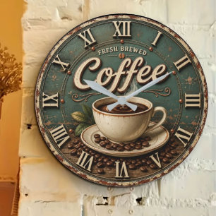 Reloj Redondo Grande Fresh Brewed Coffee Rustic Farmhouse