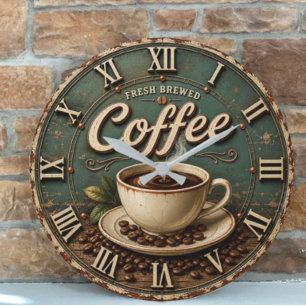 Reloj Redondo Grande Fresh Brewed Coffee Rustic Farmhouse