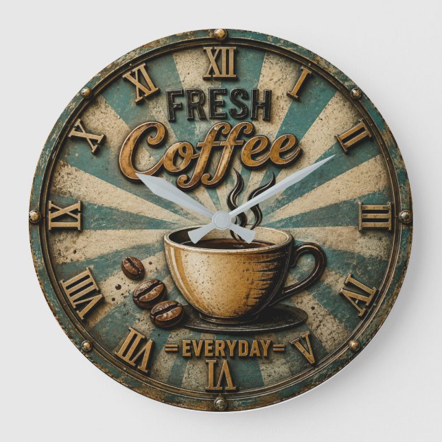 Reloj Redondo Grande Fresh Coffee Everyday (Anverso)