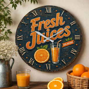 Reloj Redondo Grande Fresh Orange Juice Rustic Farmhouse Bar
