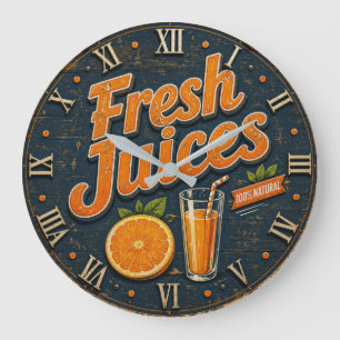 Reloj Redondo Grande Fresh Orange Juice Rustic Farmhouse Bar