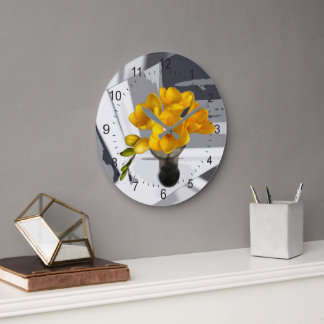 Reloj Redondo Grande Fresia amarilla