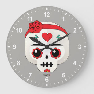 Reloj Redondo Grande Frida Kahlo el   FridaMoji - cráneo del azúcar