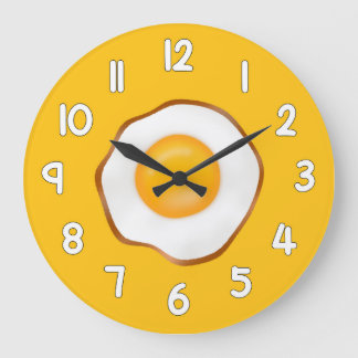 Reloj Redondo Grande Fried Egg Wall Clock – Fun Kitchen Breakfast Home 