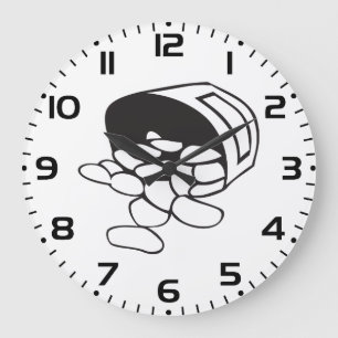 Reloj Redondo Grande Frijoles Derramados Contorno Negro y Blanco