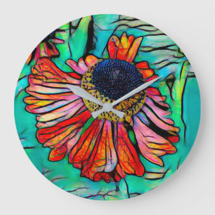 Reloj Redondo Grande Fringy Helenium con aspecto de cristal manchado