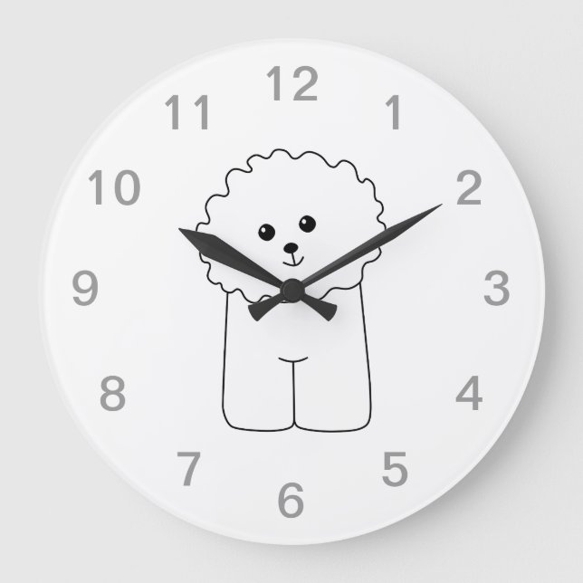 Reloj Redondo Grande Frisa Bichon, Perro Cute. (Anverso)