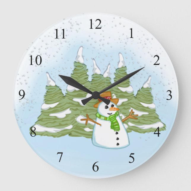 Reloj Redondo Grande Frosty Snowman (Anverso)