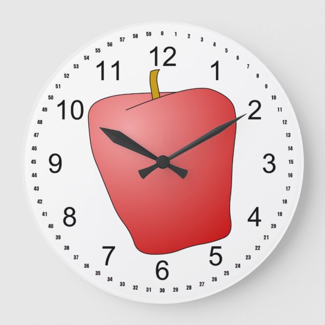 Reloj Redondo Grande Fruta de Apple Rojo (Anverso)