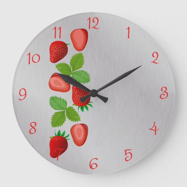 Reloj Redondo Grande Fruta de fresa, cocina grande reloj (Anverso)