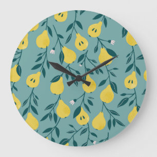 Reloj Redondo Grande Fruta del oído amarillo: fondo vintage