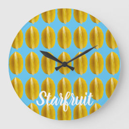 Reloj Redondo Grande Fruta del patrón de carambola de Starfruit para el