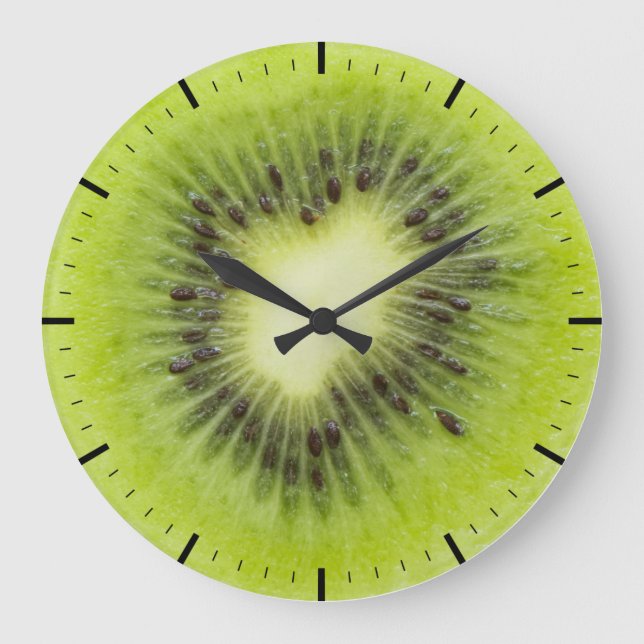 Reloj Redondo Grande Fruta kiwi fresca. Secador redondo aislado (Anverso)