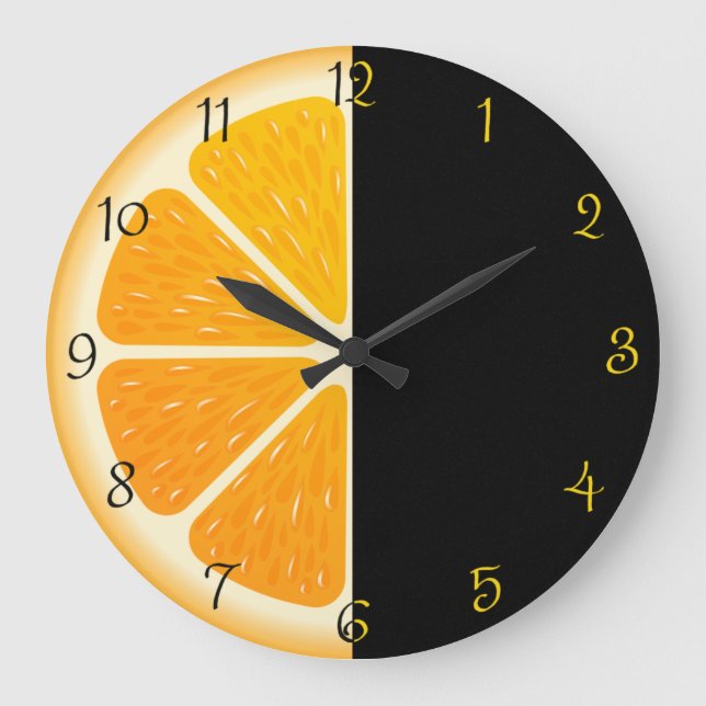 Reloj Redondo Grande Fruta naranja, cocina (Anverso)