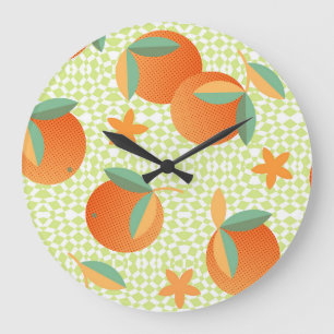 Reloj Redondo Grande Fruta Naranja exótica: Vintage tropical.