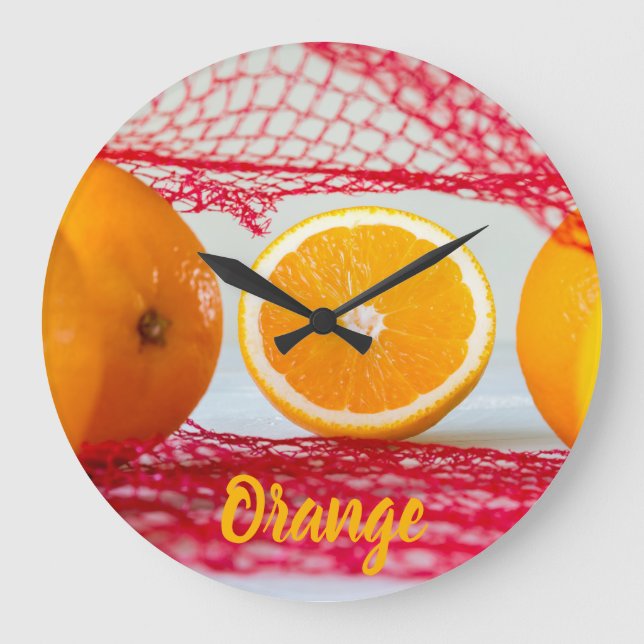 Reloj Redondo Grande fruta naranja para vegetariano y vegetariano (Anverso)
