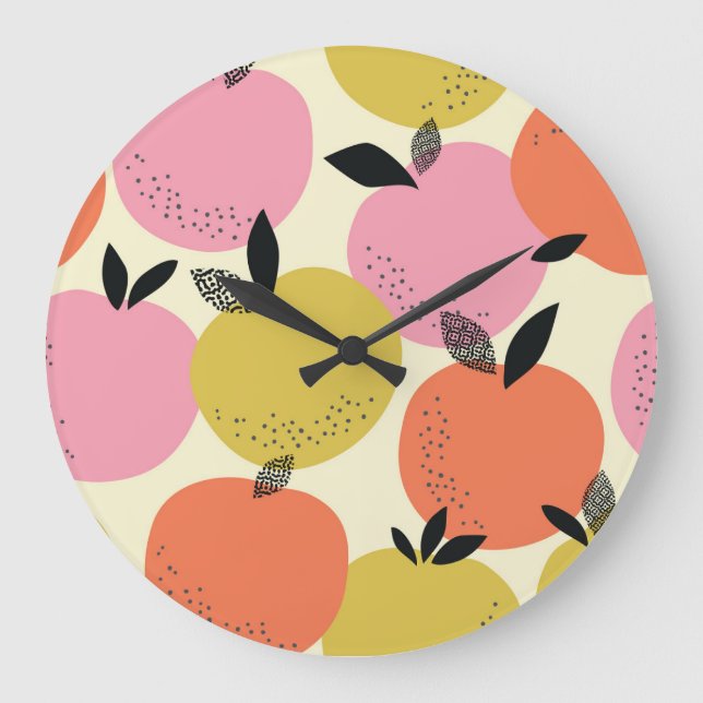 Reloj Redondo Grande Fruta naranja, Patrón De Verano Sin Marea. (Anverso)