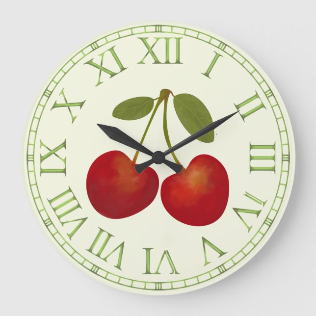 Reloj Redondo Grande Frutas de las cerezas rojas (Anverso)