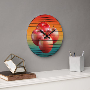 Reloj Redondo Grande Frutas de manzana vintage comida saludable