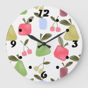 Reloj Redondo Grande Frutas de personalizado sin foco raspadas manzanas