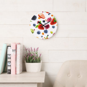 Reloj Redondo Grande Frutas Mezcladas