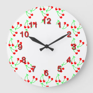 Reloj Redondo Grande Frutos del verano de cereza roja