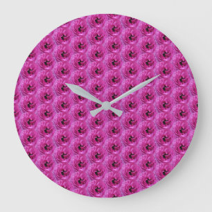 Reloj Redondo Grande Fuchsia Ranunculus - Diseño floral moderno
