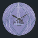Reloj Redondo Grande Fuente Art Deco En Azul<br><div class="desc">diseño Art Déco vintage con una fuente de bonito con agua que se extienden y se curvan en triángulos.</div>
