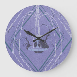 Reloj Redondo Grande Fuente Art Deco En Azul