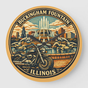 Reloj Redondo Grande Fuente Buckingham Tributo al Centenario de Illinoi