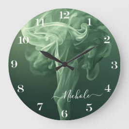 Reloj Redondo Grande Fumata Verde Salvia Personalizada