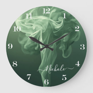 Reloj Redondo Grande Fumata Verde Salvia Personalizada