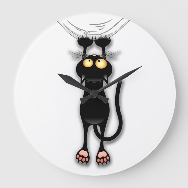 Reloj Redondo Grande Fun Black Cat Falling Down Round Wall Clock (Anverso)