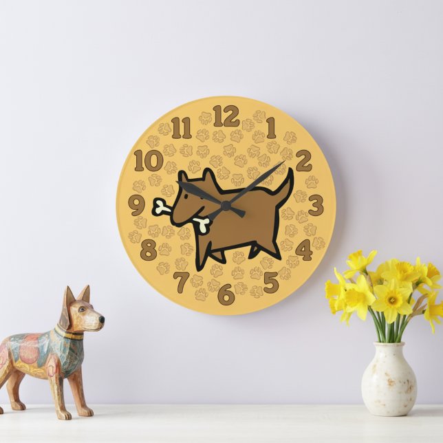 Reloj Redondo Grande Fun Cartoon Dog Wall Clock (Bright and cute cartoon dog  wall clock for animal lovers.)