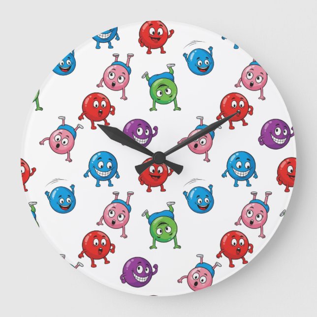 Reloj Redondo Grande Fun_&_Expressive_Circle_Characters_Seamless_Patter (Anverso)