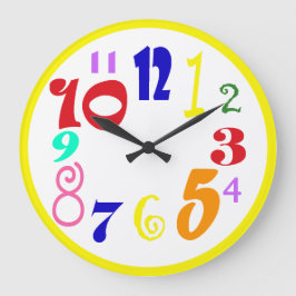 Reloj Redondo Grande Fun, funky multicoloured oversized numbers.