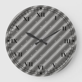 Reloj Redondo Grande Fun Masculine Corrugated Steel Look Wall Clock