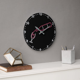 Reloj Redondo Grande Fun Neon Wine Pouring