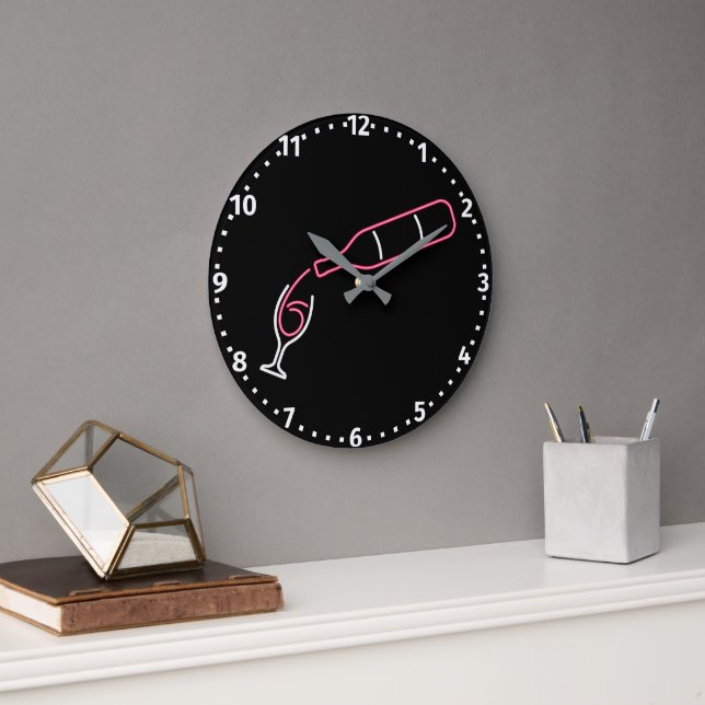 Reloj Redondo Grande Fun Neon Wine Pouring (Oficina)