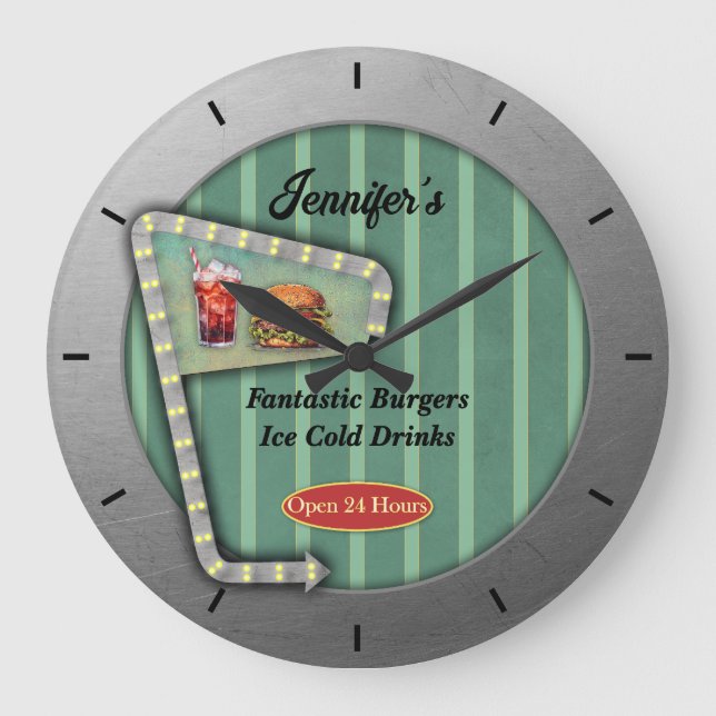 Reloj Redondo Grande Fun Retro Diner (Anverso)