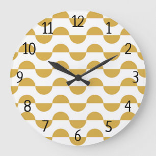 Reloj Redondo Grande Fun Retro Wavy Semi Círculo Amarillo