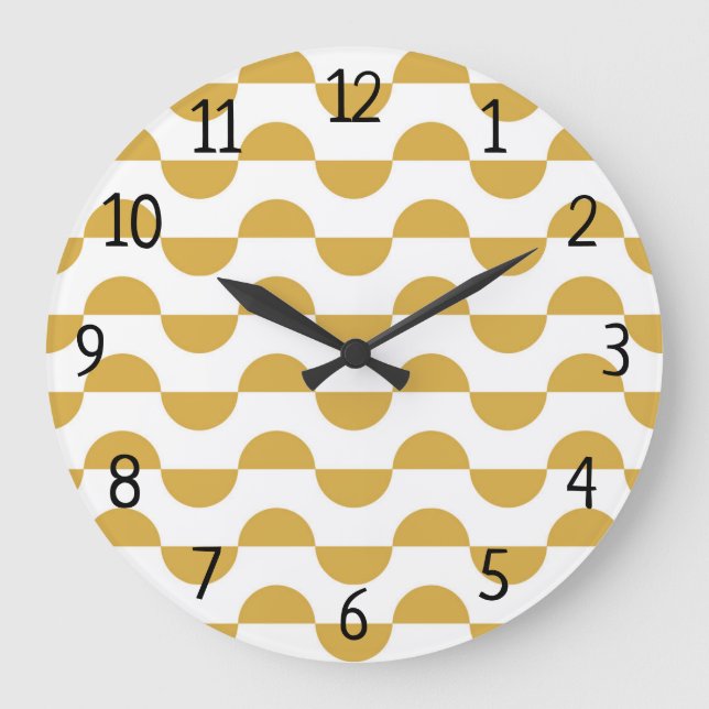 Reloj Redondo Grande Fun Retro Wavy Semi Círculo Amarillo (Anverso)
