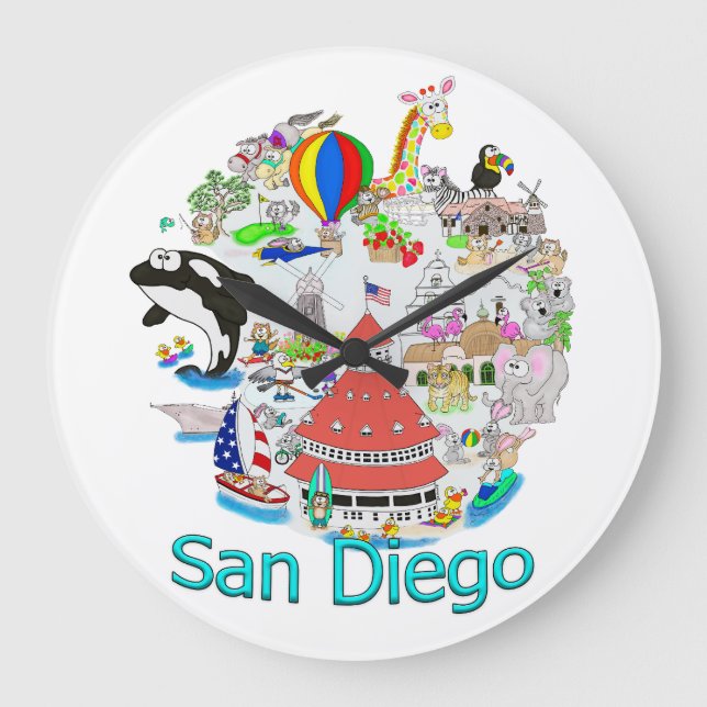 Reloj Redondo Grande Fun San Diego California (Anverso)