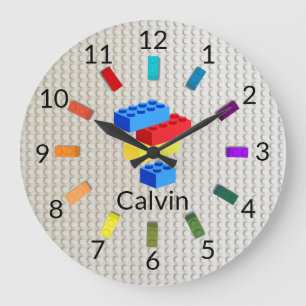 Reloj Redondo Grande Fun Toy Building Bricks Room